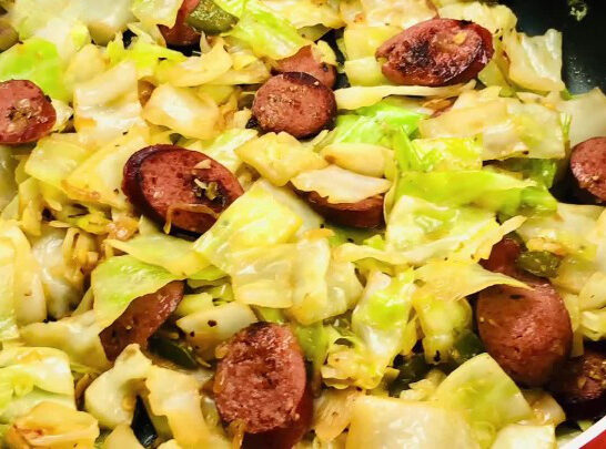 Keto Fried Sausage & Cabbage