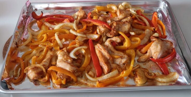 Keto sheet pan chicken fajitas