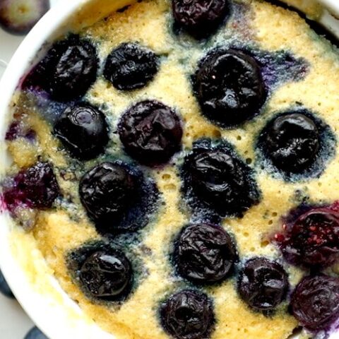 Keto blueberry mug cake