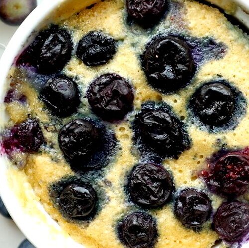 Keto blueberry mug cake