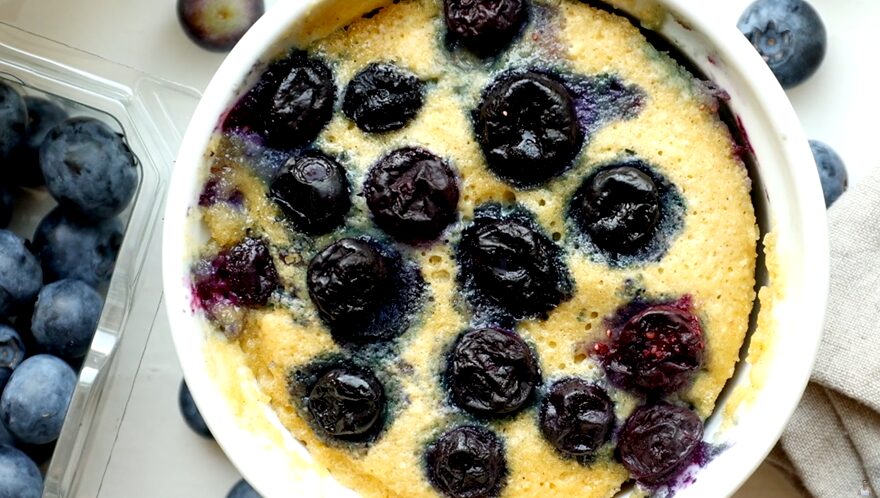 Keto blueberry mug cake